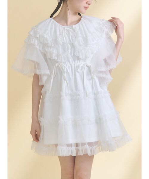 merry jenny(メリージェニー)の「チュチュールフリルミニワンピース(ワンピース・レディース・ブルー/オフホワイト/ピンク/ブラック・FREE)」の1枚目の写真