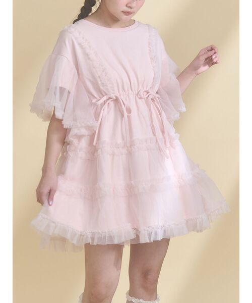 merry jenny(メリージェニー)の「チュチュールフリルミニワンピース(ワンピース・レディース・ブルー/オフホワイト/ピンク/ブラック・FREE)」の4枚目の写真