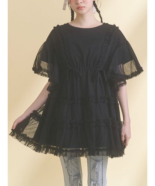 merry jenny(メリージェニー)の「チュチュールフリルミニワンピース(ワンピース・レディース・ブルー/オフホワイト/ピンク/ブラック・FREE)」の2枚目の写真