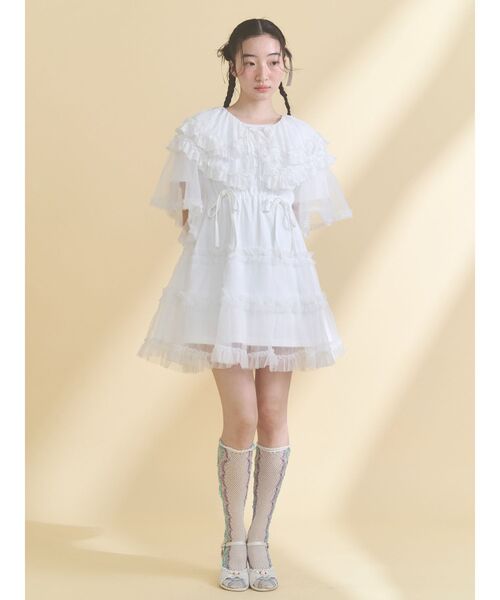 merry jenny(メリージェニー)の「チュチュールフリルミニワンピース(ワンピース・レディース・ブルー/オフホワイト/ピンク/ブラック・FREE)」の7枚目の写真