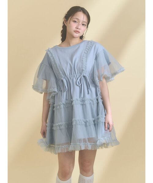 merry jenny(メリージェニー)の「チュチュールフリルミニワンピース(ワンピース・レディース・ブルー/オフホワイト/ピンク/ブラック・FREE)」の8枚目の写真