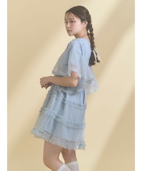 merry jenny(メリージェニー)の「チュチュールフリルミニワンピース(ワンピース・レディース・ブルー/オフホワイト/ピンク/ブラック・FREE)」の9枚目の写真