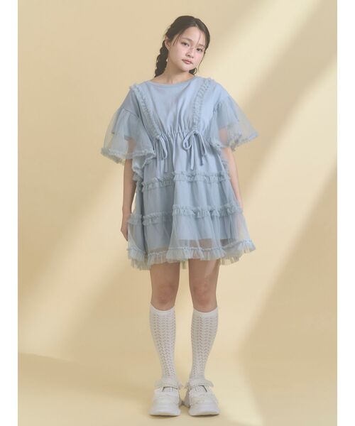merry jenny(メリージェニー)の「チュチュールフリルミニワンピース(ワンピース・レディース・ブルー/オフホワイト/ピンク/ブラック・FREE)」の10枚目の写真