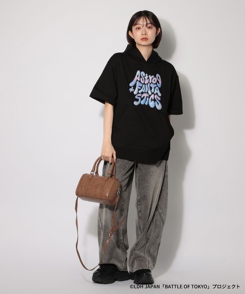 PAGEBOY（ページボーイ）の「【BATTLE OF TOKYO】Astro9 ショートスリーブパーカー（Tシャツ/カットソー・レディース・グレー/ブラック・FREE）」の13枚目の写真