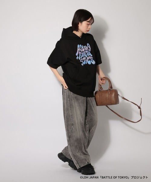 PAGEBOY（ページボーイ）の「【BATTLE OF TOKYO】Astro9 ショートスリーブパーカー（Tシャツ/カットソー・レディース・グレー/ブラック・FREE）」の14枚目の写真