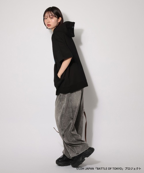 PAGEBOY（ページボーイ）の「【BATTLE OF TOKYO】Astro9 ショートスリーブパーカー（Tシャツ/カットソー・レディース・グレー/ブラック・FREE）」の15枚目の写真