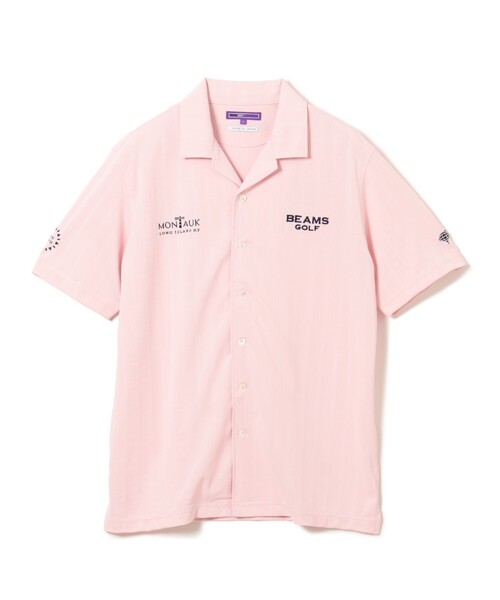 BEAMS GOLF(ビームスゴルフ)の「PURPLE LABEL / MONTAUK ストライプ ジャカード オープンカラー シャツ(吸水速乾、UVカット)(ポロシャツ・メンズ・ネイビー/ホワイト/ピンク・SMALL/MEDIUM/X-LARGE/LARGE)」の3枚目の写真