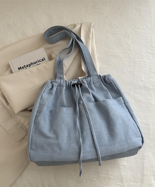 Mignonjour（ミニョンジュール）の「Mignonjour/デニム巾着トートバッグ M2899（トートバッグ・レディース・ブルー系その他/ライトブルー/ブルー・FREE）」の4枚目の写真