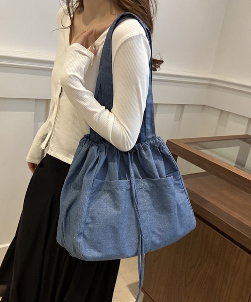 Mignonjour（ミニョンジュール）の「Mignonjour/デニム巾着トートバッグ M2899（トートバッグ・レディース・ブルー系その他/ライトブルー/ブルー・FREE）」の7枚目の写真