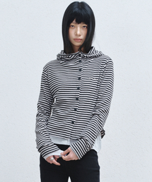 STRIPE HOOD TOP_BEIGE