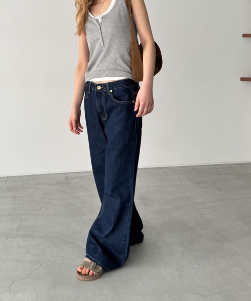 CANAL JEAN(キャナルジーン)の「El mar ワイドフレアデニムパンツ 605(デニムパンツ・レディース・インディゴブルー・MEDIUM/SMALL)」の2枚目の写真