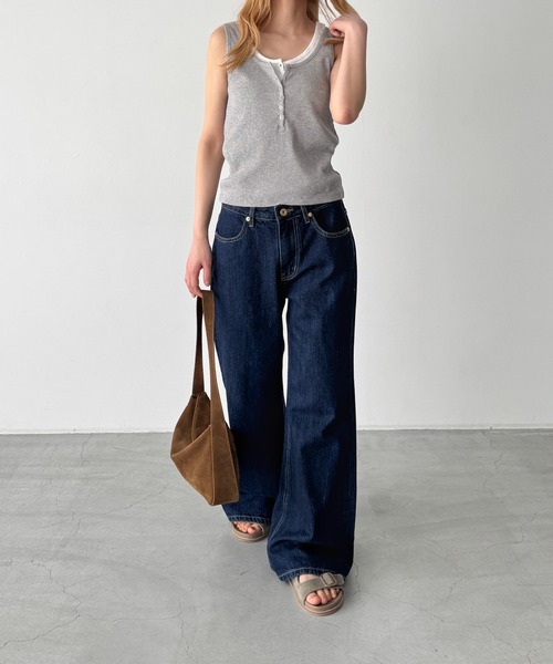 CANAL JEAN(キャナルジーン)の「El mar ワイドフレアデニムパンツ 605(デニムパンツ・レディース・インディゴブルー・MEDIUM/SMALL)」の5枚目の写真