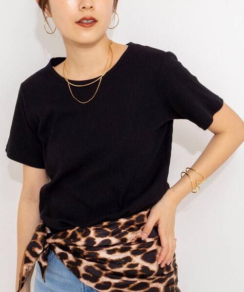 NOLLEY’S(ノーリーズ)の「ウォッシャブルバックデザインリブTシャツ(Tシャツ/カットソー・レディース・ホワイト/ブラック/チャコールグレー・FREE)」の3枚目の写真