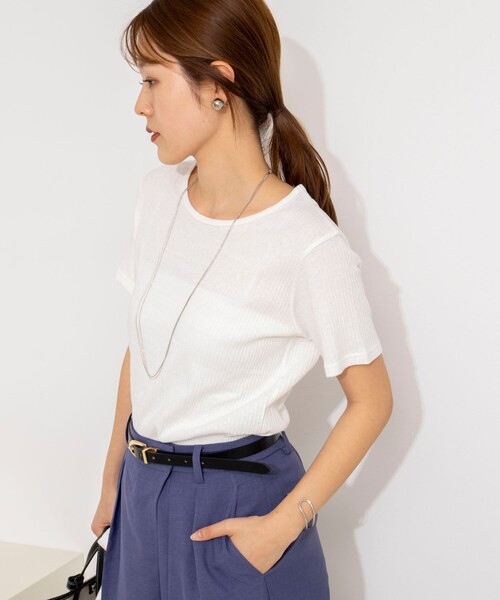 NOLLEY’S(ノーリーズ)の「ウォッシャブルバックデザインリブTシャツ(Tシャツ/カットソー・レディース・ホワイト/ブラック/チャコールグレー・FREE)」の7枚目の写真