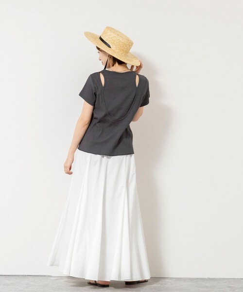 NOLLEY’S(ノーリーズ)の「ウォッシャブルバックデザインリブTシャツ(Tシャツ/カットソー・レディース・ホワイト/ブラック/チャコールグレー・FREE)」の14枚目の写真