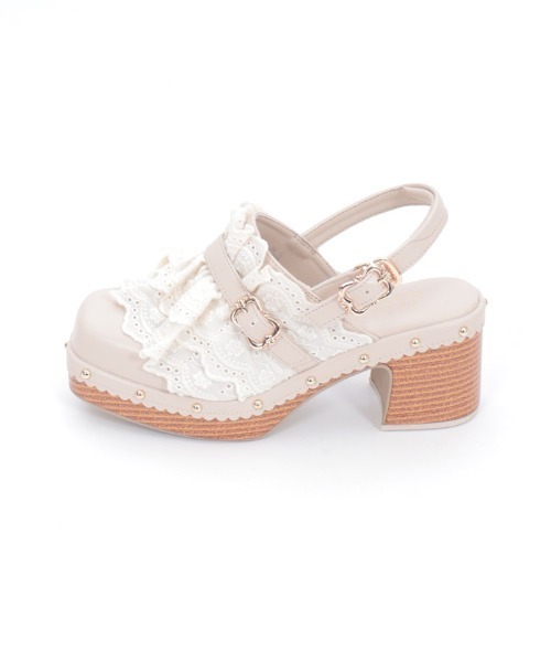 axes femme（アクシーズファム）の「ベルト使いレースフリルサボ（サンダル・レディース・キナリ/ブラウン・MEDIUM/LARGE）」の5枚目の写真