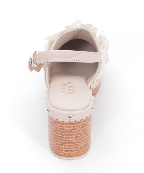axes femme（アクシーズファム）の「ベルト使いレースフリルサボ（サンダル・レディース・キナリ/ブラウン・MEDIUM/LARGE）」の6枚目の写真