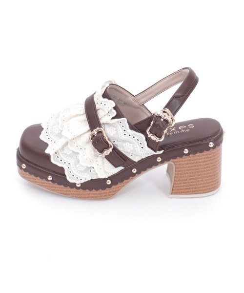 axes femme（アクシーズファム）の「ベルト使いレースフリルサボ（サンダル・レディース・キナリ/ブラウン・MEDIUM/LARGE）」の14枚目の写真