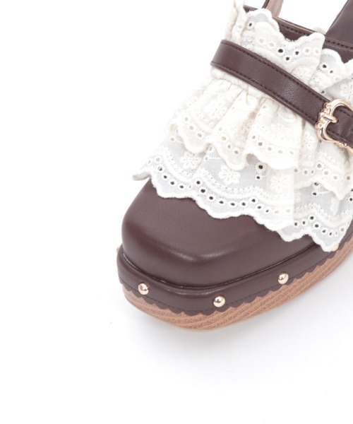 axes femme（アクシーズファム）の「ベルト使いレースフリルサボ（サンダル・レディース・キナリ/ブラウン・MEDIUM/LARGE）」の16枚目の写真