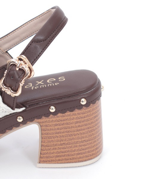 axes femme（アクシーズファム）の「ベルト使いレースフリルサボ（サンダル・レディース・キナリ/ブラウン・MEDIUM/LARGE）」の17枚目の写真