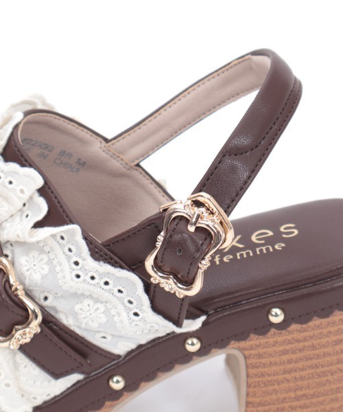 axes femme（アクシーズファム）の「ベルト使いレースフリルサボ（サンダル・レディース・キナリ/ブラウン・MEDIUM/LARGE）」の18枚目の写真