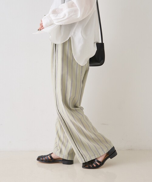 Rouge vif Anna(ルージュヴィフアンナ)の「ストライプイージーパンツ/ウエストゴム(その他パンツ・レディース・グリーン/ベージュ・38/36)」の5枚目の写真