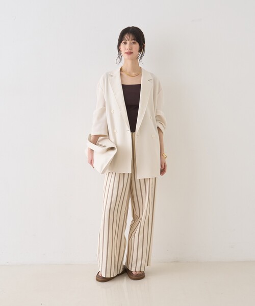 Rouge vif Anna(ルージュヴィフアンナ)の「ストライプイージーパンツ/ウエストゴム(その他パンツ・レディース・グリーン/ベージュ・38/36)」の7枚目の写真
