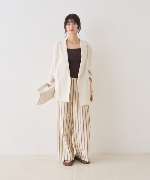 Rouge vif Anna(ルージュヴィフアンナ)の「ストライプイージーパンツ/ウエストゴム(その他パンツ・レディース・グリーン/ベージュ・38/36)」の10枚目の写真