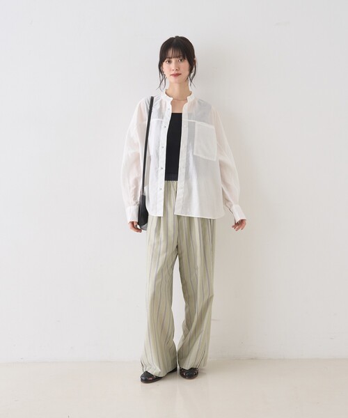 Rouge vif Anna(ルージュヴィフアンナ)の「ストライプイージーパンツ/ウエストゴム(その他パンツ・レディース・グリーン/ベージュ・38/36)」の13枚目の写真