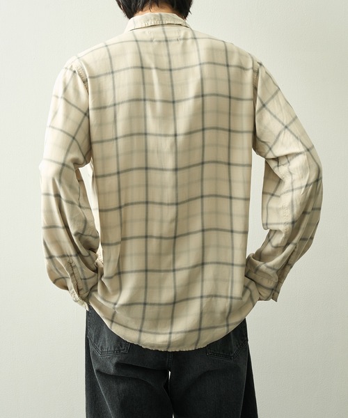 REMI RELIEF（レミレリーフ）の「【REMI RELIEF】レーヨンツイルチェックシャツ（シャツ/ブラウス・メンズ・オフホワイト/サックスブルー・M/S/XL/L）」の6枚目の写真