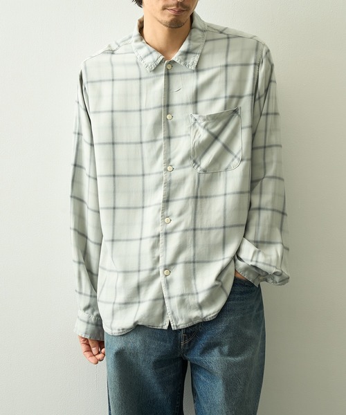 REMI RELIEF（レミレリーフ）の「【REMI RELIEF】レーヨンツイルチェックシャツ（シャツ/ブラウス・メンズ・オフホワイト/サックスブルー・M/S/XL/L）」の10枚目の写真