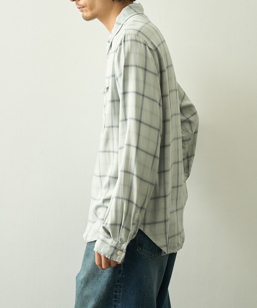 REMI RELIEF（レミレリーフ）の「【REMI RELIEF】レーヨンツイルチェックシャツ（シャツ/ブラウス・メンズ・オフホワイト/サックスブルー・M/S/XL/L）」の11枚目の写真