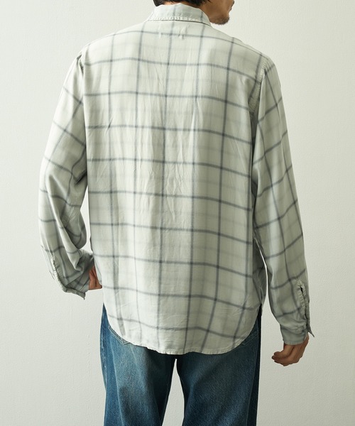 REMI RELIEF（レミレリーフ）の「【REMI RELIEF】レーヨンツイルチェックシャツ（シャツ/ブラウス・メンズ・オフホワイト/サックスブルー・M/S/XL/L）」の12枚目の写真