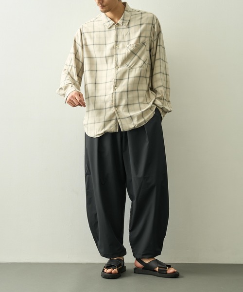 REMI RELIEF（レミレリーフ）の「【REMI RELIEF】レーヨンツイルチェックシャツ（シャツ/ブラウス・メンズ・オフホワイト/サックスブルー・M/S/XL/L）」の9枚目の写真