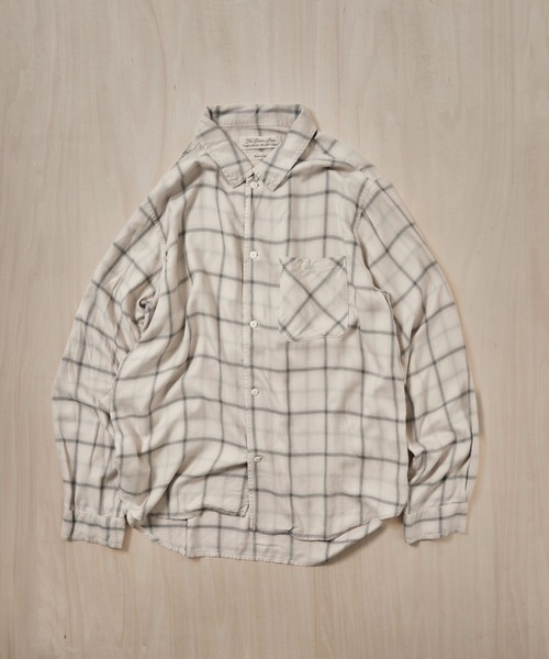 REMI RELIEF（レミレリーフ）の「【REMI RELIEF】レーヨンツイルチェックシャツ（シャツ/ブラウス・メンズ・オフホワイト/サックスブルー・M/S/XL/L）」の15枚目の写真