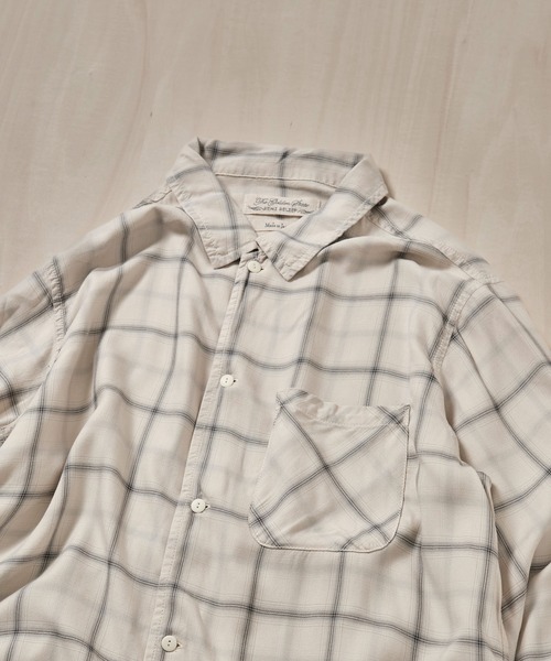 REMI RELIEF（レミレリーフ）の「【REMI RELIEF】レーヨンツイルチェックシャツ（シャツ/ブラウス・メンズ・オフホワイト/サックスブルー・M/S/XL/L）」の16枚目の写真