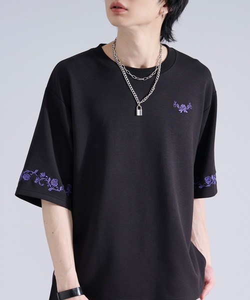 機能性付き】ローズ刺繍ポンチTシャツ（Tシャツ/カットソー）｜Ellno