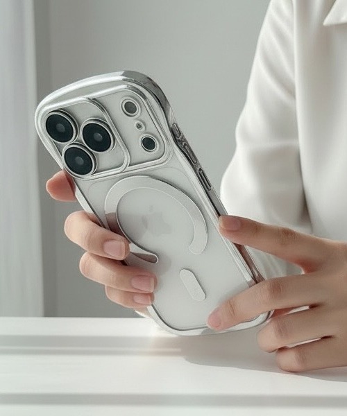 Fun & Daily(ファンアンドデイリー)の「MagSafe対応 Wave Metalic iPhone 16 17 Pro ProMax Case / アイフォンケース(スマホケース/カバー・レディース・ブラック/シルバー/オレンジ・iPhone 16/iPhone 16 Pro/iPhone 17/iPhone 17 Pro/iPhone 17 Pro Max/iPhone 16 Pro Max)」の3枚目の写真