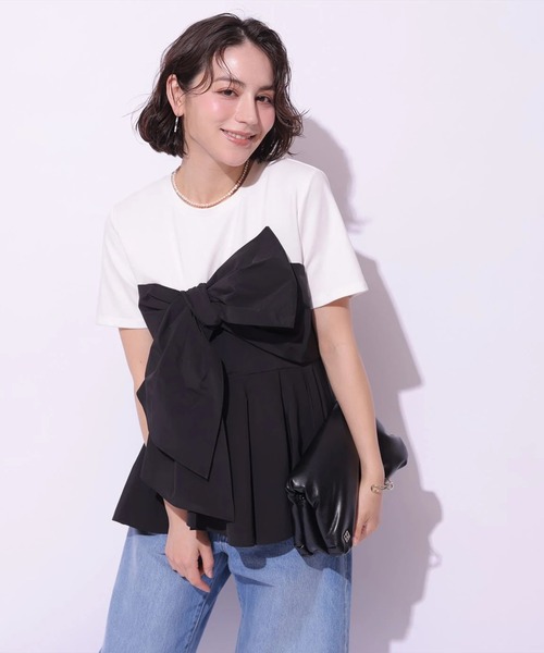 リボンペプラムドッキングカットソー（Tシャツ/カットソー）｜Arpege