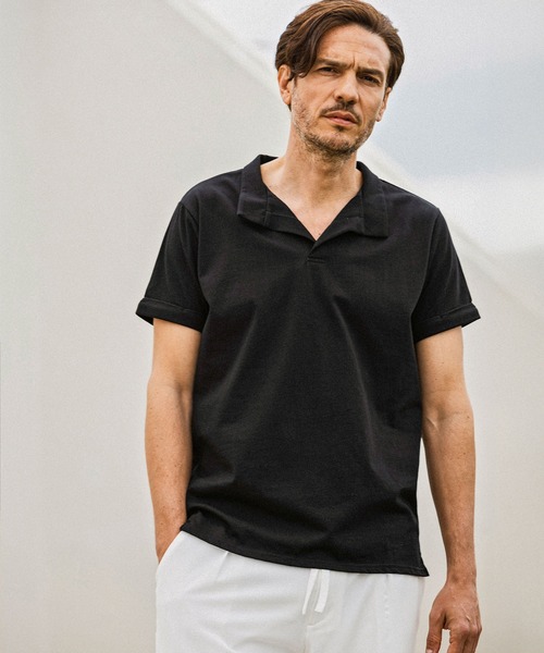 AKM Contemporary(エイケイエムコンテンポラリー)の「【WEB・直営店限定】AKM Contemporary(エイケイエムコンテンポラリー)イタリアンカラー半袖Tシャツ(Tシャツ/カットソー・メンズ・ネイビー/ホワイト/ブラック・M/S/XL/L)」の16枚目の写真