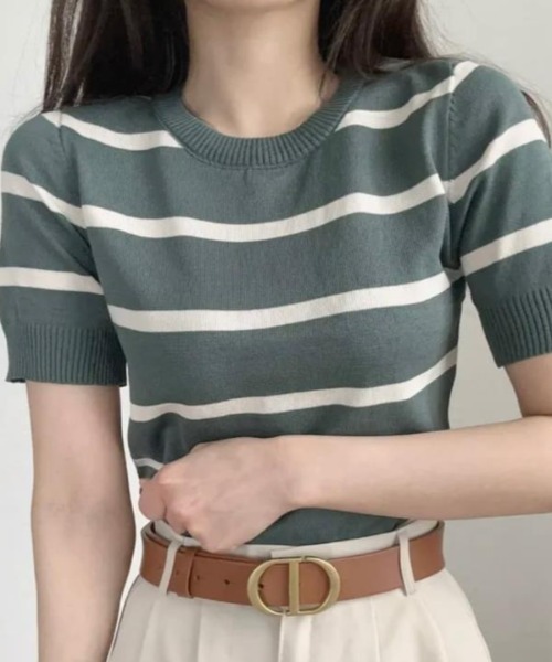 semplice（センプリチェ）の「Ｔシャツ【韓国ファッション】（Tシャツ/カットソー・レディース・ブラック/グリーン/ホワイト/ベージュ/ブルー・F）」の16枚目の写真