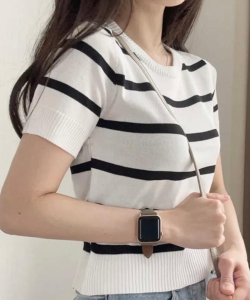 semplice（センプリチェ）の「Ｔシャツ【韓国ファッション】（Tシャツ/カットソー・レディース・ブラック/グリーン/ホワイト/ベージュ/ブルー・F）」の22枚目の写真
