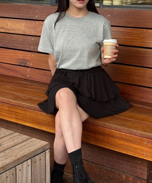 lulufa(ルルファ)の「ベーシック デイリー 半袖Tシャツ(Tシャツ/カットソー・レディース・グレー/ライトグリーン/ライトブルー/ブラック/オフホワイト・MEDIUM/SMALL)」の12枚目の写真