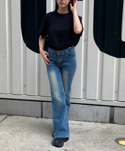 lulufa(ルルファ)の「ベーシック デイリー 半袖Tシャツ(Tシャツ/カットソー・レディース・グレー/ライトグリーン/ライトブルー/ブラック/オフホワイト・MEDIUM/SMALL)」の7枚目の写真