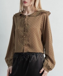 dot frill blouse