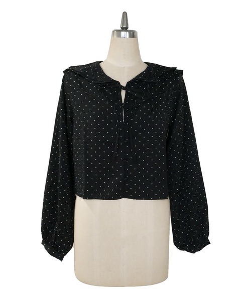 My shawty（ﾏｲｼｬｳﾃｨｰ）の「dot frill blouse（シャツ/ブラウス・レディース・ダークベージュ/ブラック・FREE）」の12枚目の写真