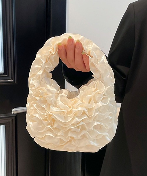 Jasmine Grandiflorum(ジャスミングランディフローラム)の「【Jasmine】ティアードフリルハンドバッグ(ハンドバッグ・レディース・ブラック/グレー/アイボリー・FREE)」の2枚目の写真