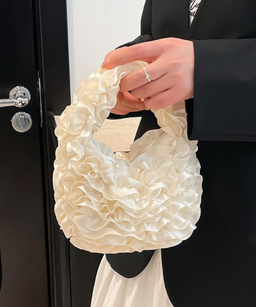 Jasmine Grandiflorum(ジャスミングランディフローラム)の「【Jasmine】ティアードフリルハンドバッグ(ハンドバッグ・レディース・ブラック/グレー/アイボリー・FREE)」の5枚目の写真