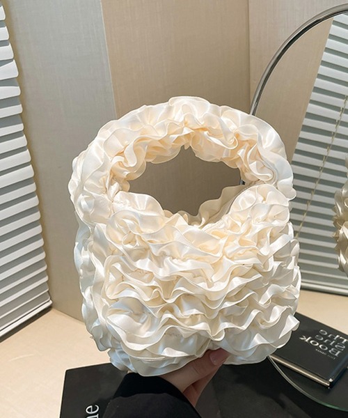 Jasmine Grandiflorum(ジャスミングランディフローラム)の「【Jasmine】ティアードフリルハンドバッグ(ハンドバッグ・レディース・ブラック/グレー/アイボリー・FREE)」の15枚目の写真
