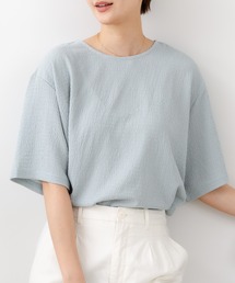 【C-FORTPOINT/フォートポイント】【ひんやり接触冷感 華奢見え】カット楊柳 ワイドシルエットTシャツ リラックス 抜け感 大人カジュアル 涼しい